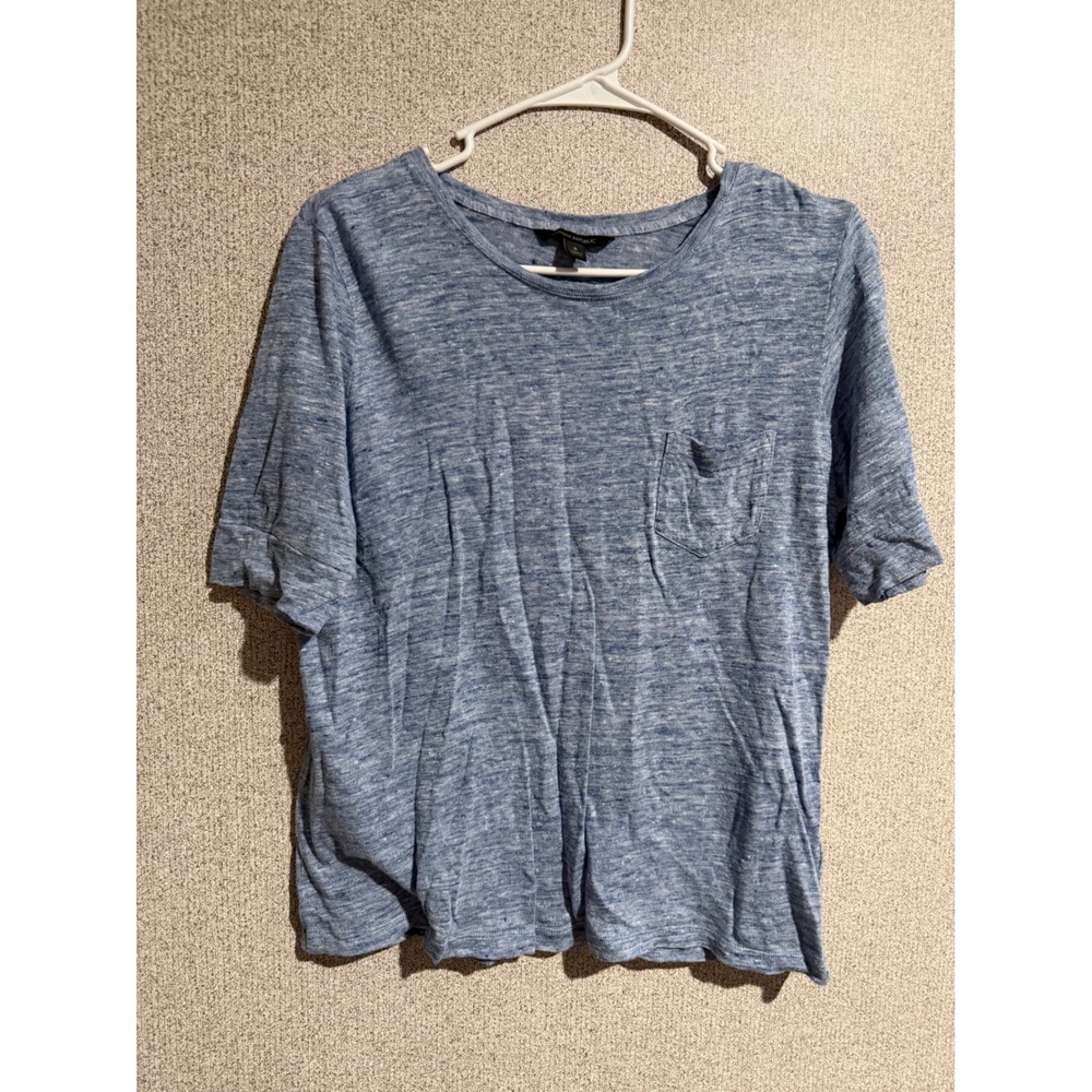 Banana Republic Womens Blue 100% Linen Short Sleeve Pocket Tee Shirt Small